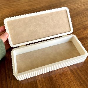 Fluted Storage Box with Faux Leather Lining