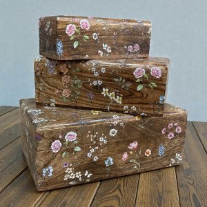 Floral Wooden Keepsake Memory Box
