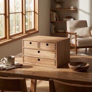 Solid Wood Desktop Drawer Storage Box
